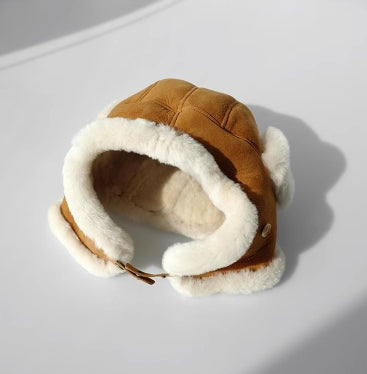 Exclusive Leather Aviator Hat with Merino Wool