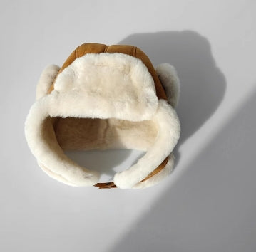 Exclusive Leather Aviator Hat with Merino Wool