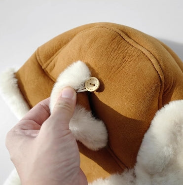 Exclusive Leather Aviator Hat with Merino Wool