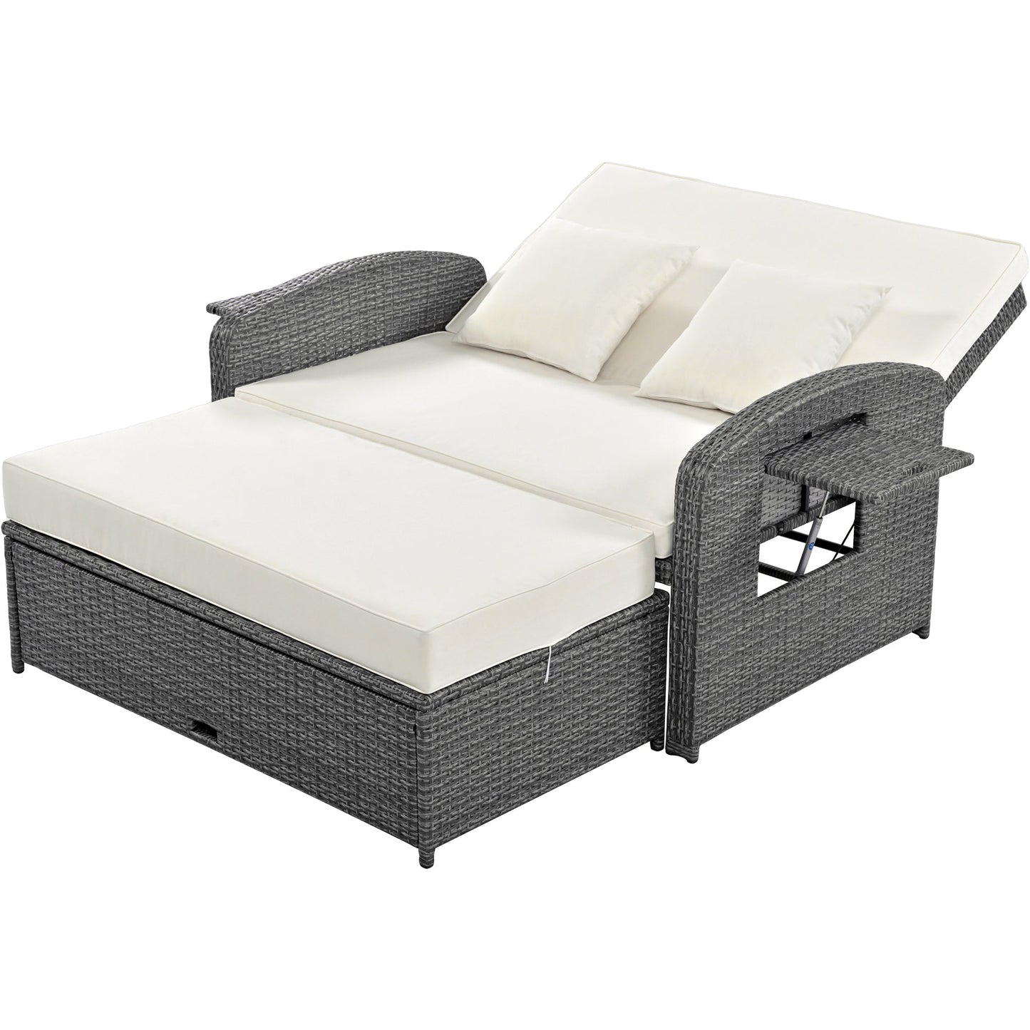 Sofá cama doble de exterior en ratán sintético con cojines premium