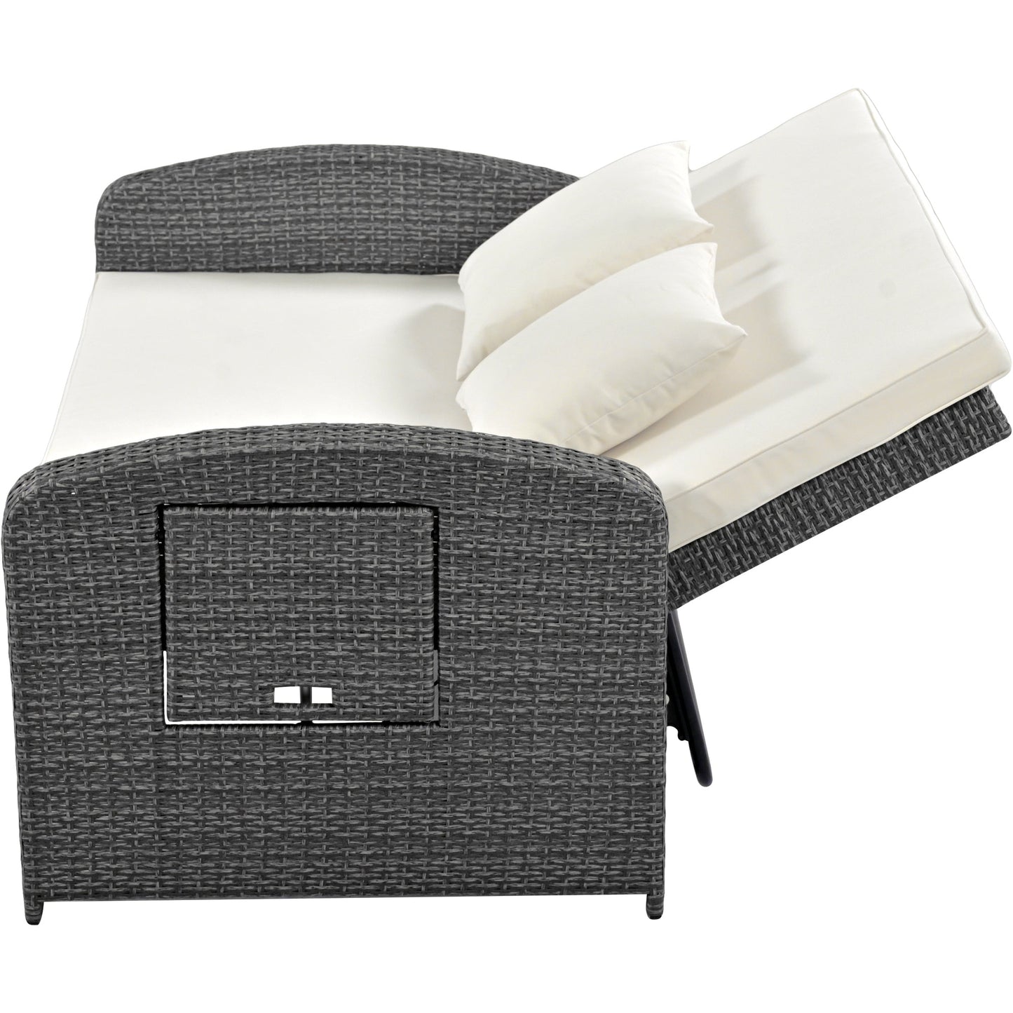 Sofá cama doble de exterior en ratán sintético con cojines premium