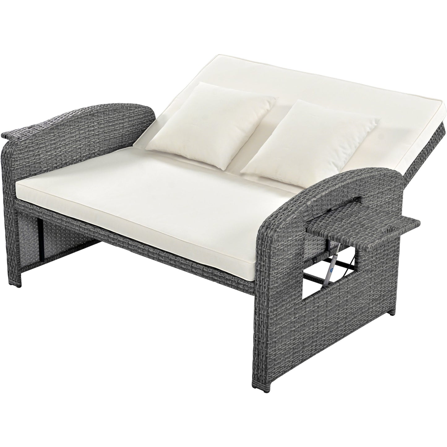 Sofá cama doble de exterior en ratán sintético con cojines premium