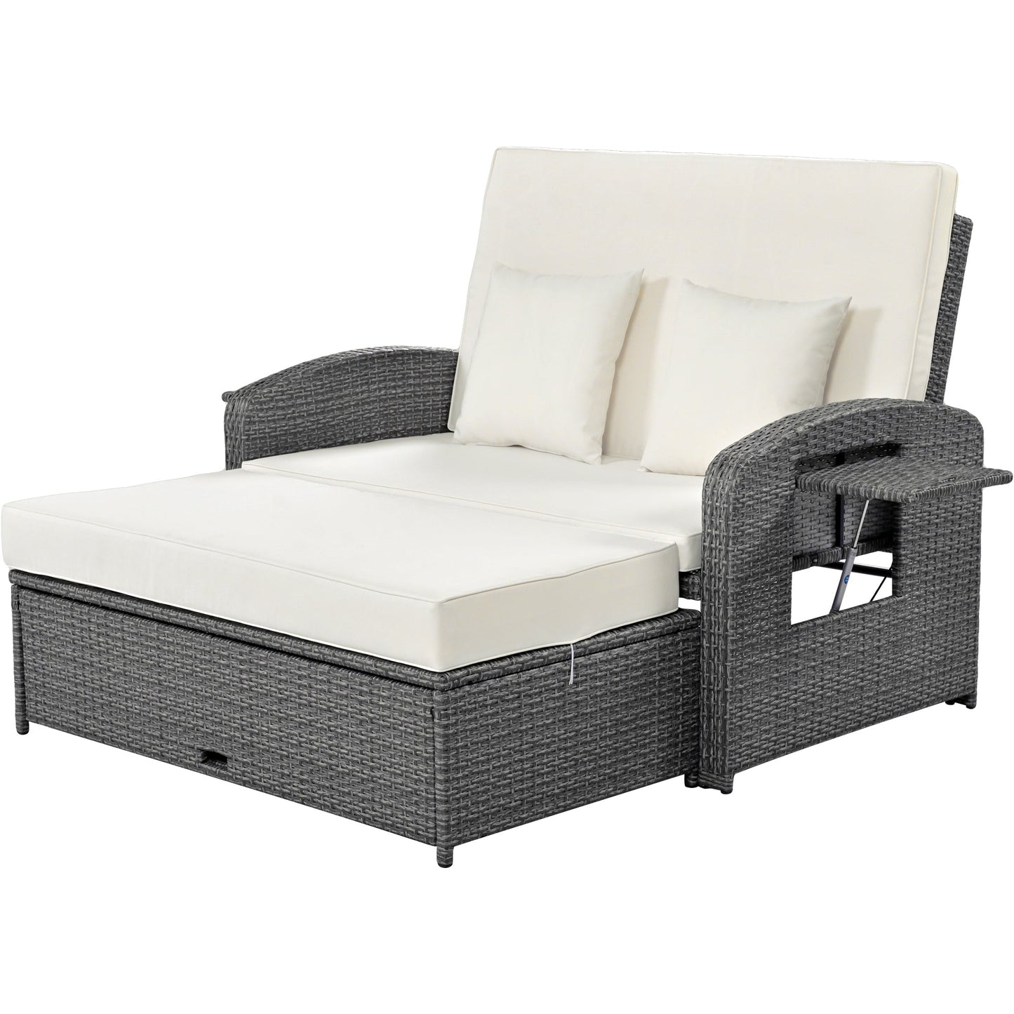 Sofá cama doble de exterior en ratán sintético con cojines premium