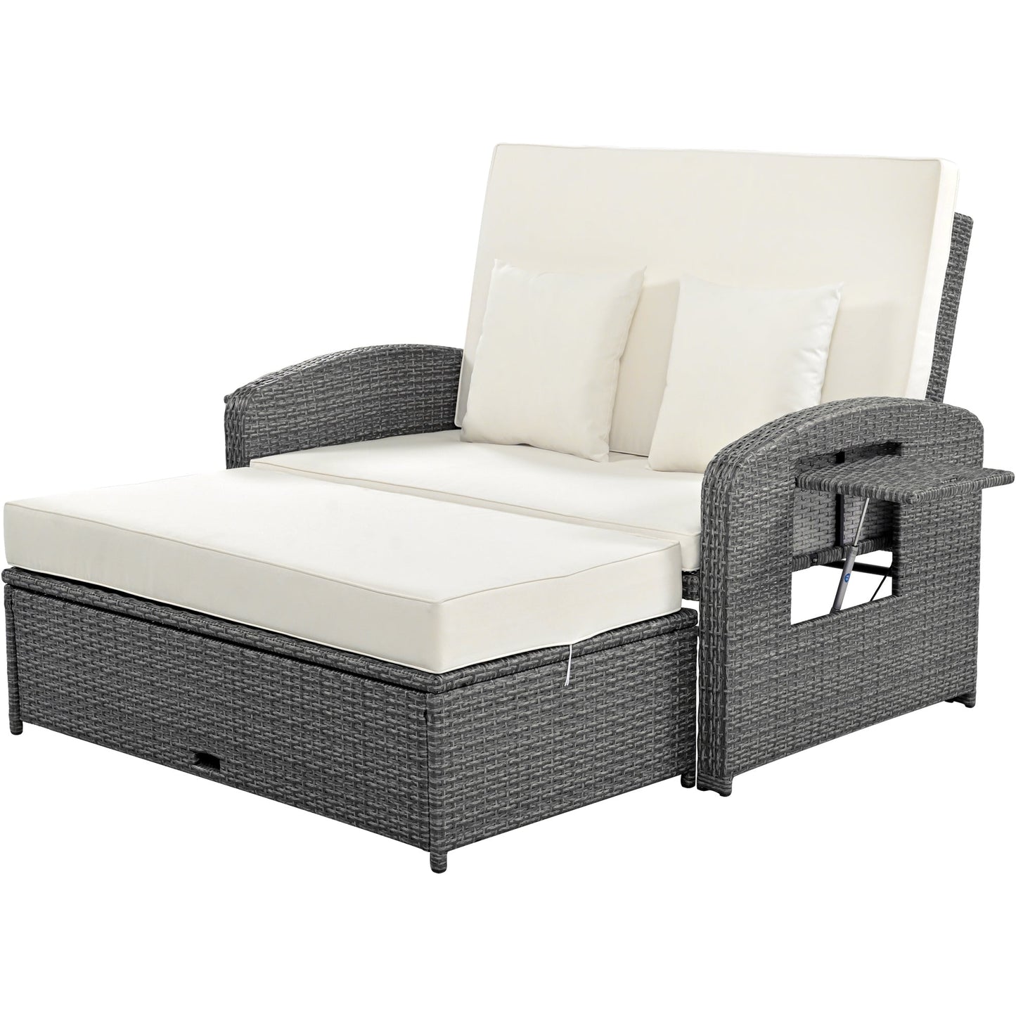 Sofá cama doble de exterior en ratán sintético con cojines premium