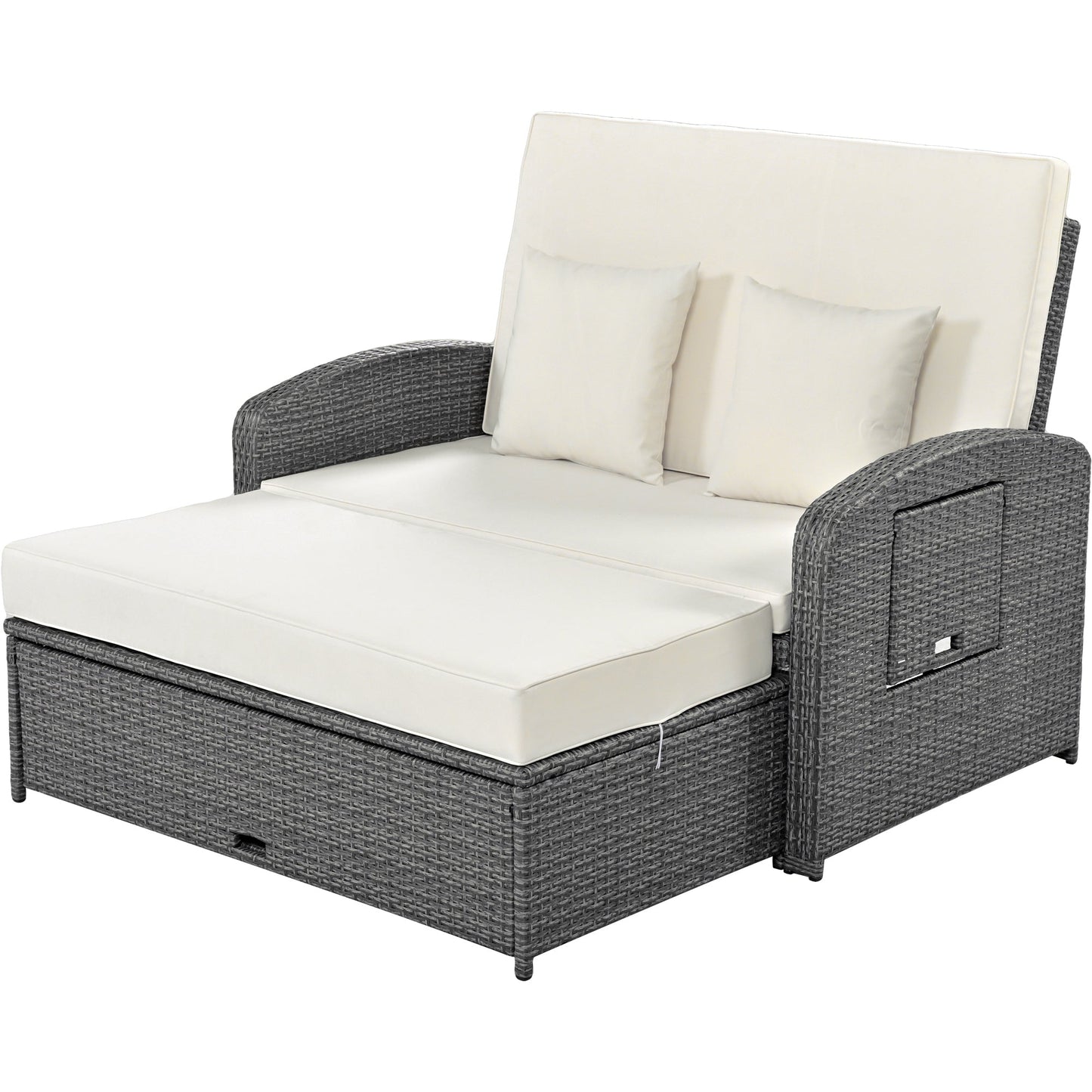 Sofá cama doble de exterior en ratán sintético con cojines premium