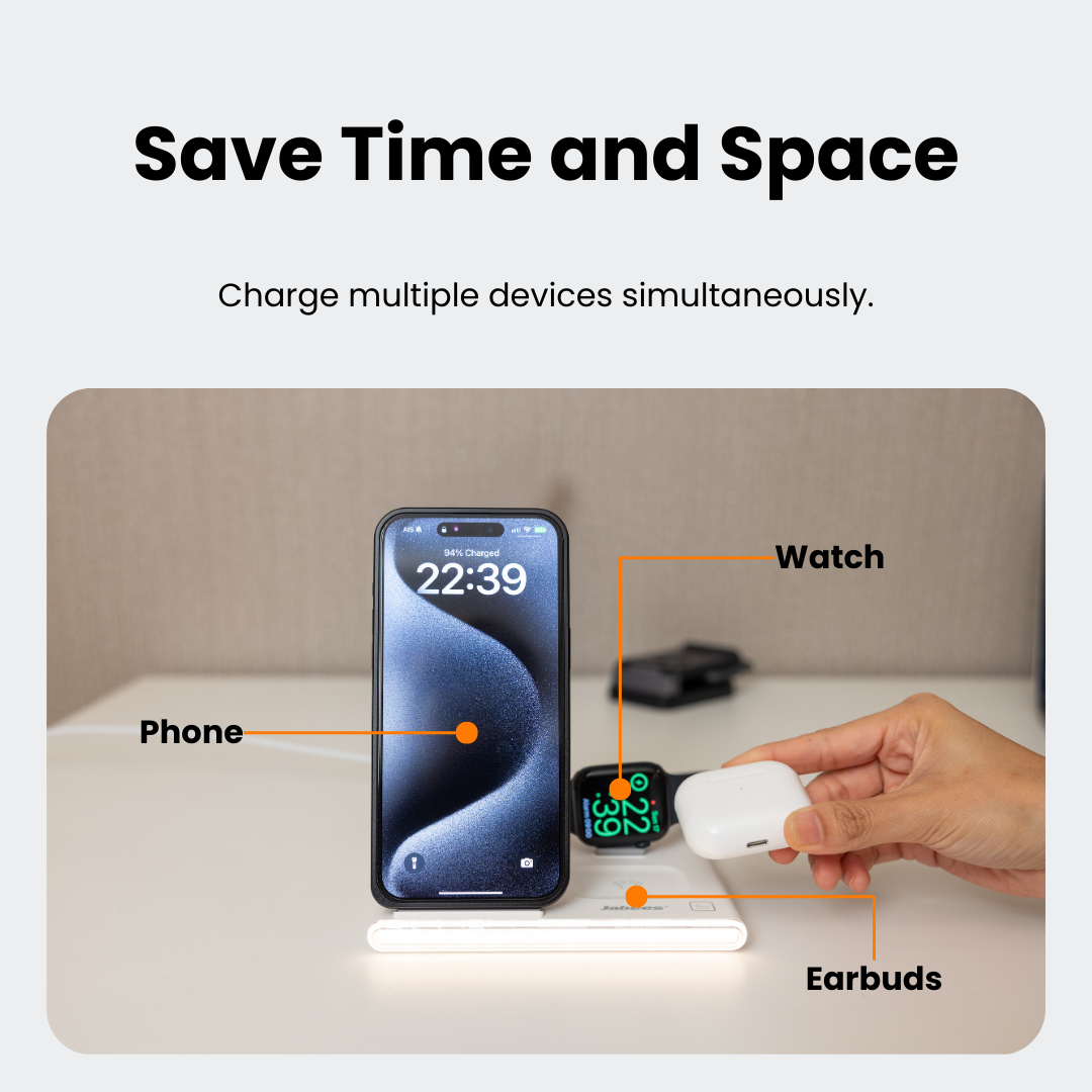 ✨ PowerGlow 4 in 1 – Charge everything at once, with style and wirelessly