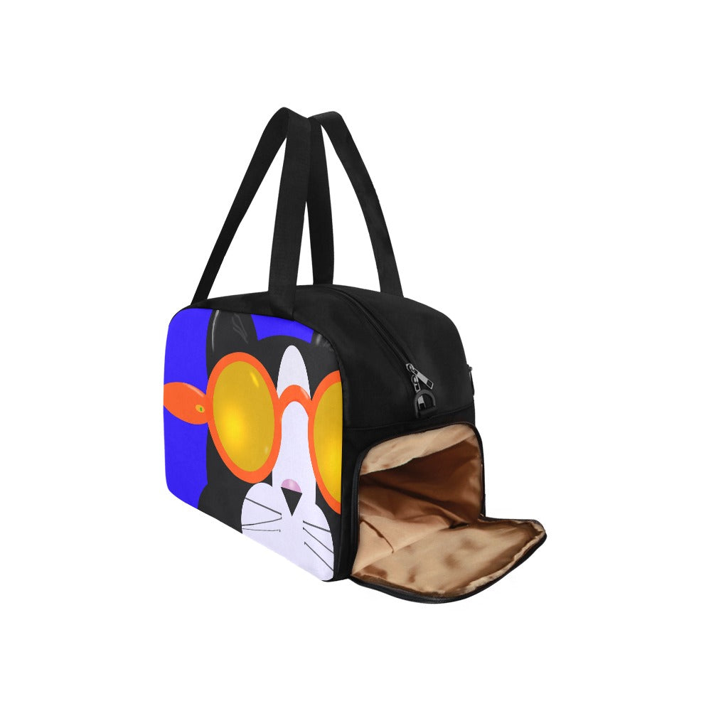 Cool Cat Tote Travel Bag - Unique Style with Shoe Compartment