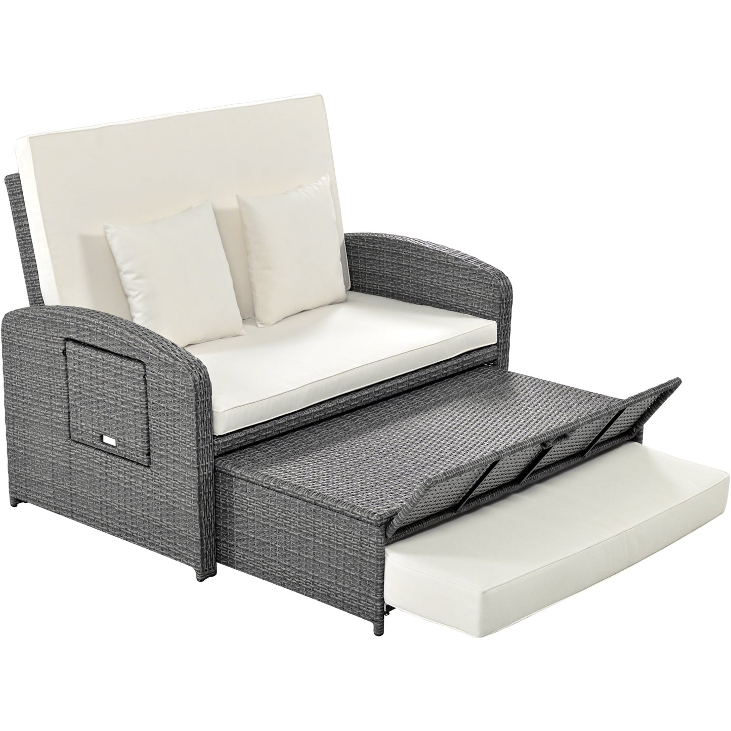 Sofá cama doble de exterior en ratán sintético con cojines premium
