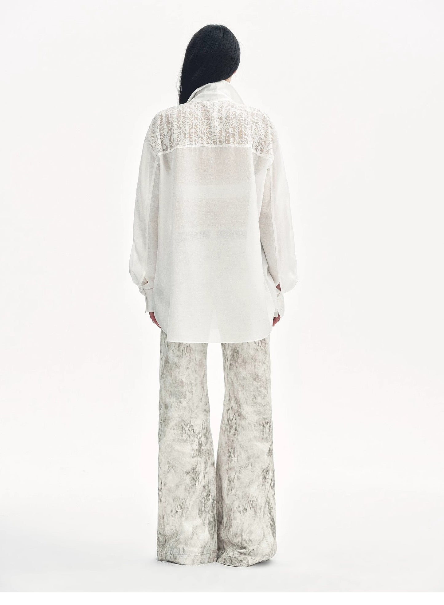Lightweight straight blouse with double sleeves in jacquard - Fresh elegance
