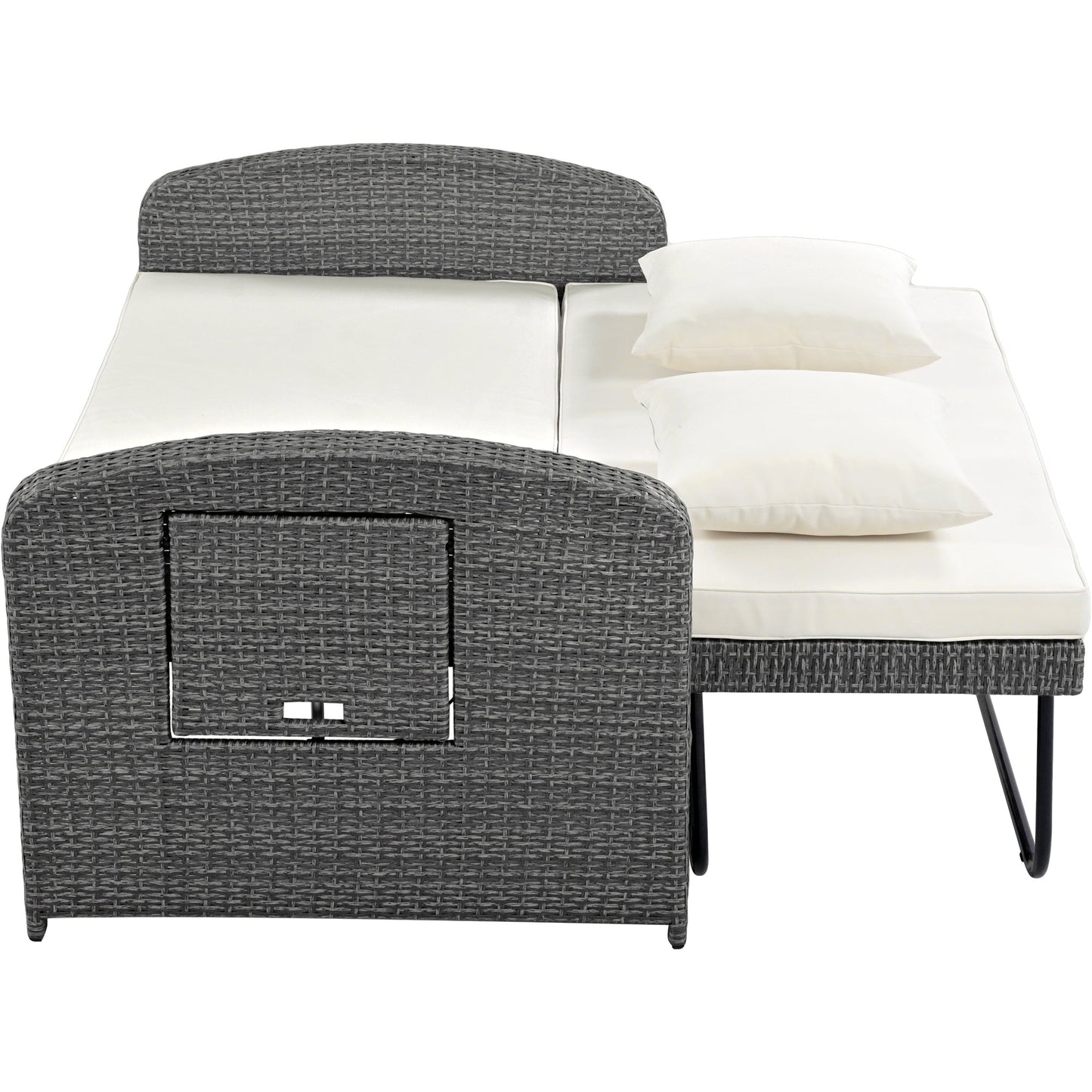 Sofá cama doble de exterior en ratán sintético con cojines premium