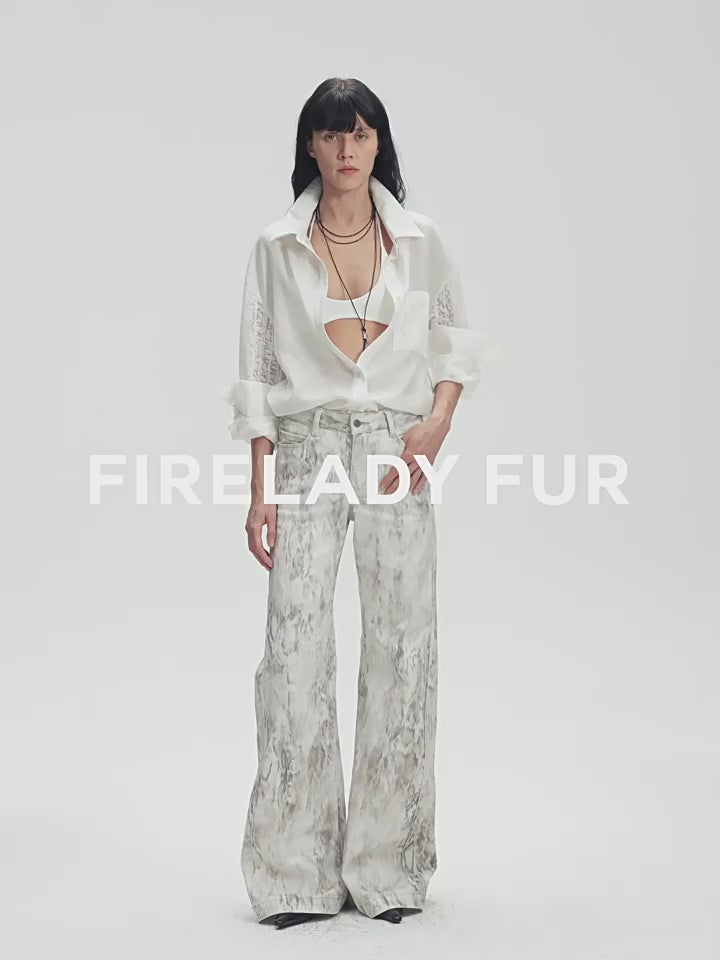Lightweight straight blouse with double sleeves in jacquard - Fresh elegance