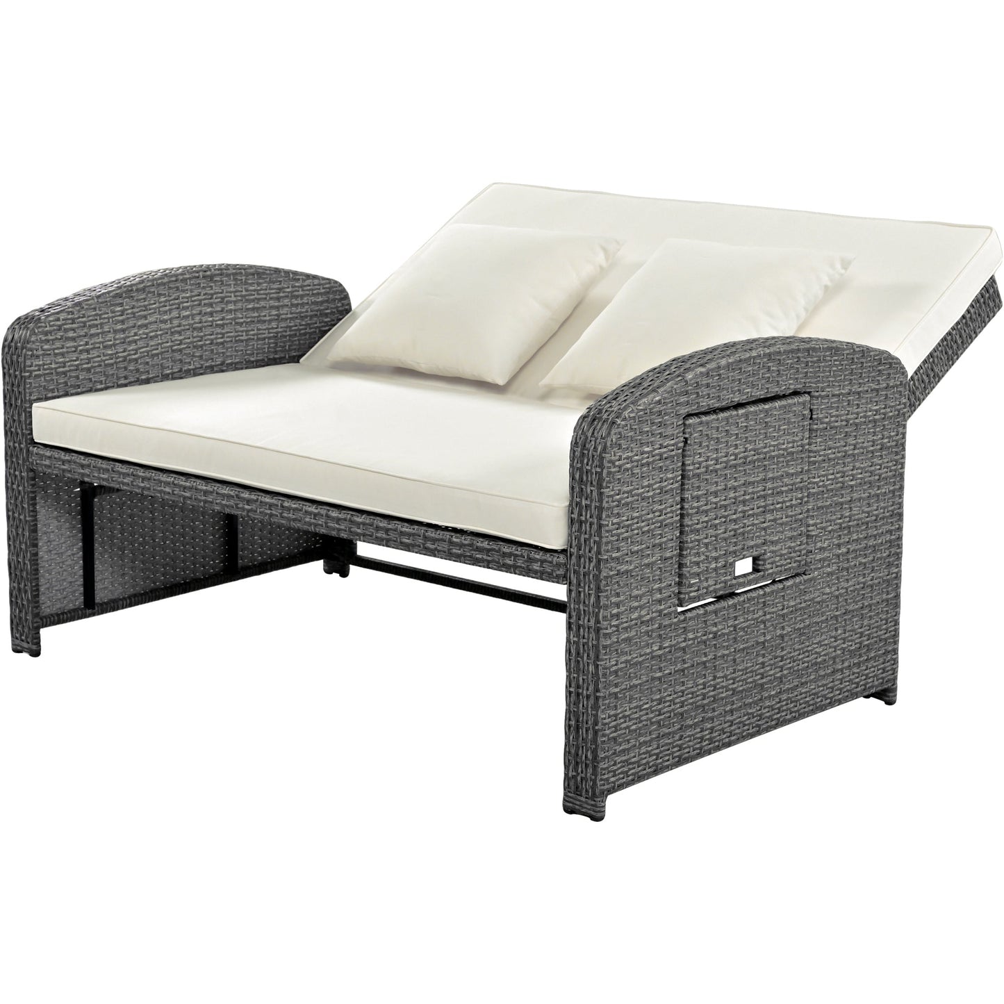 Sofá cama doble de exterior en ratán sintético con cojines premium