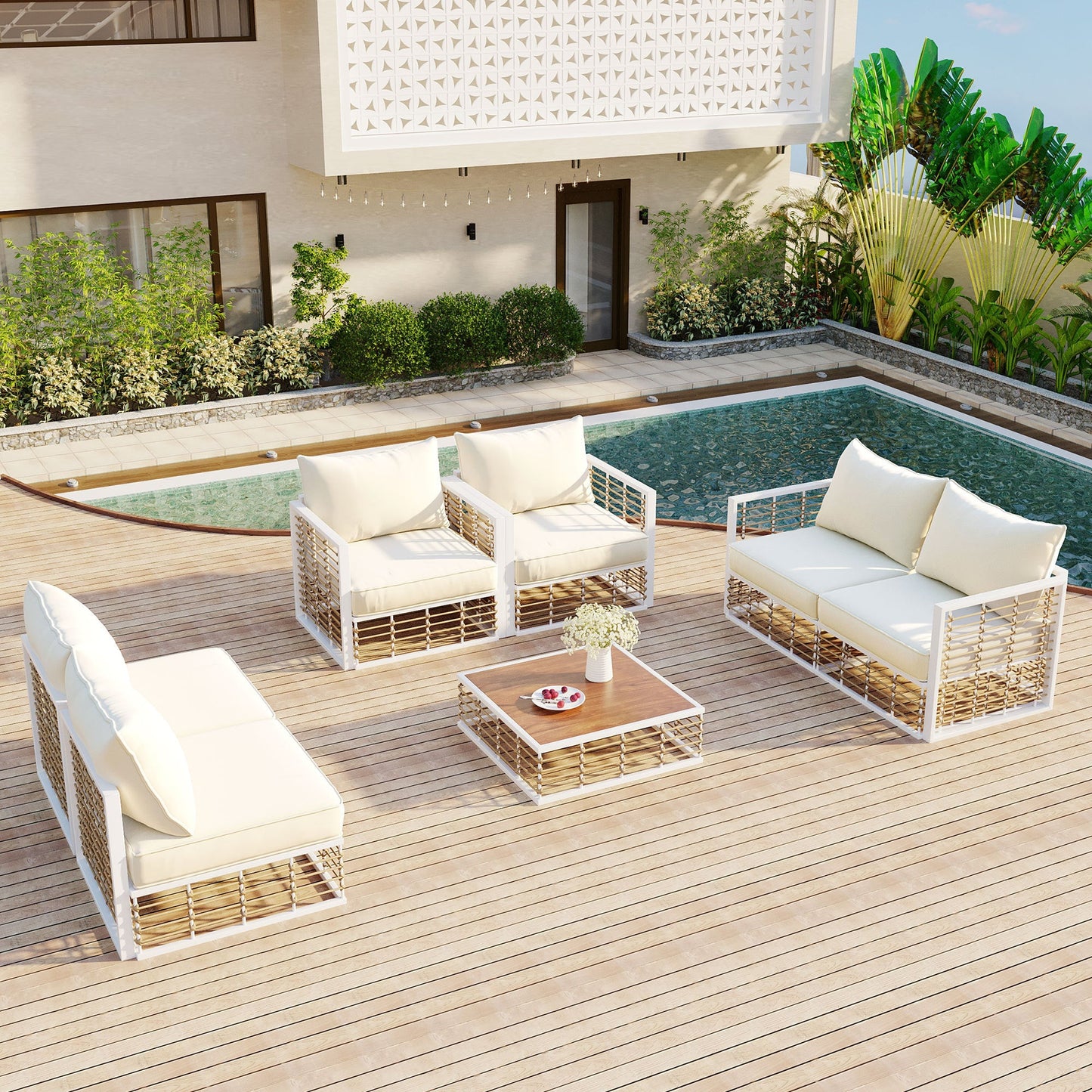 Minimalist luxury outdoor sofa set - 7 exclusive pieces