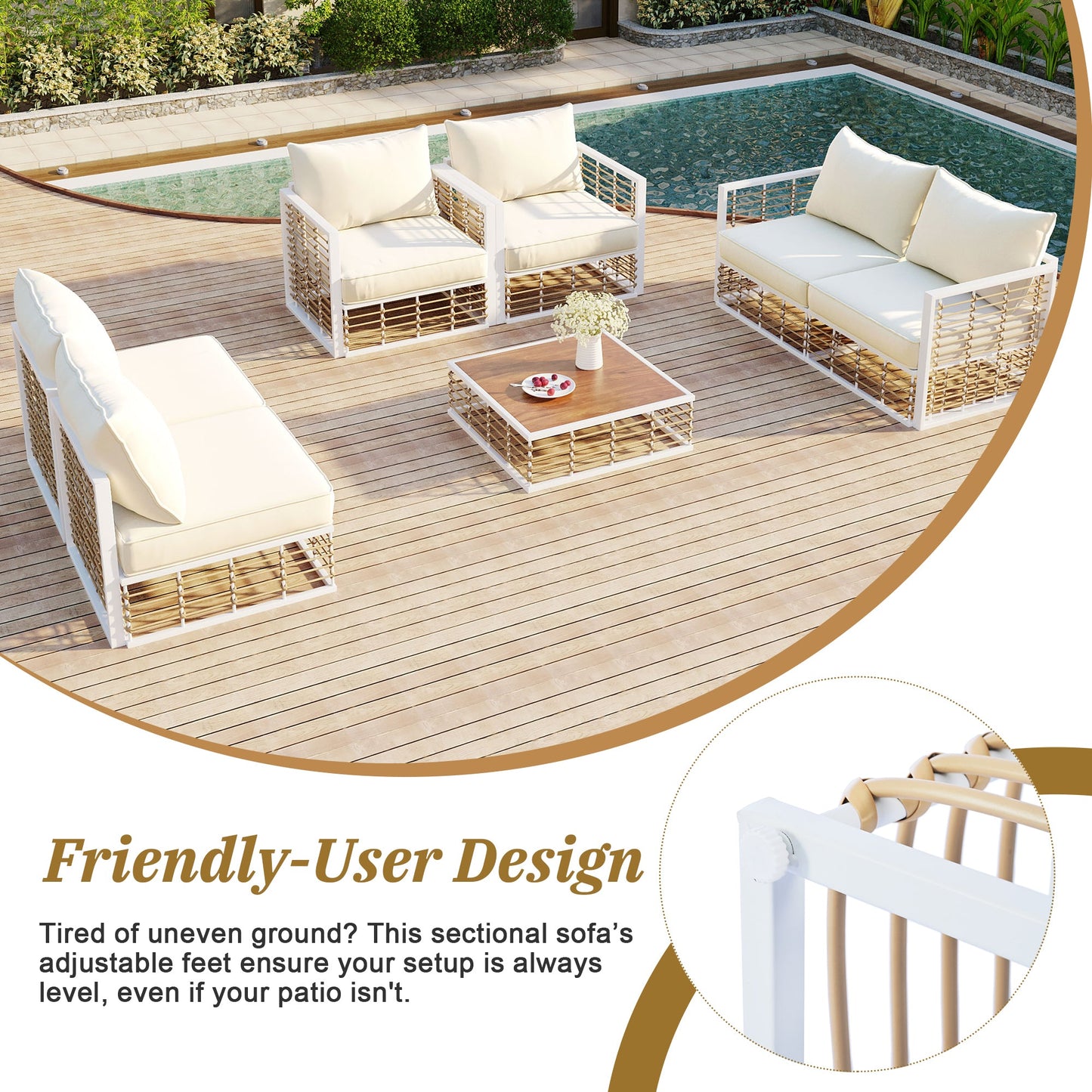 Minimalist luxury outdoor sofa set - 7 exclusive pieces