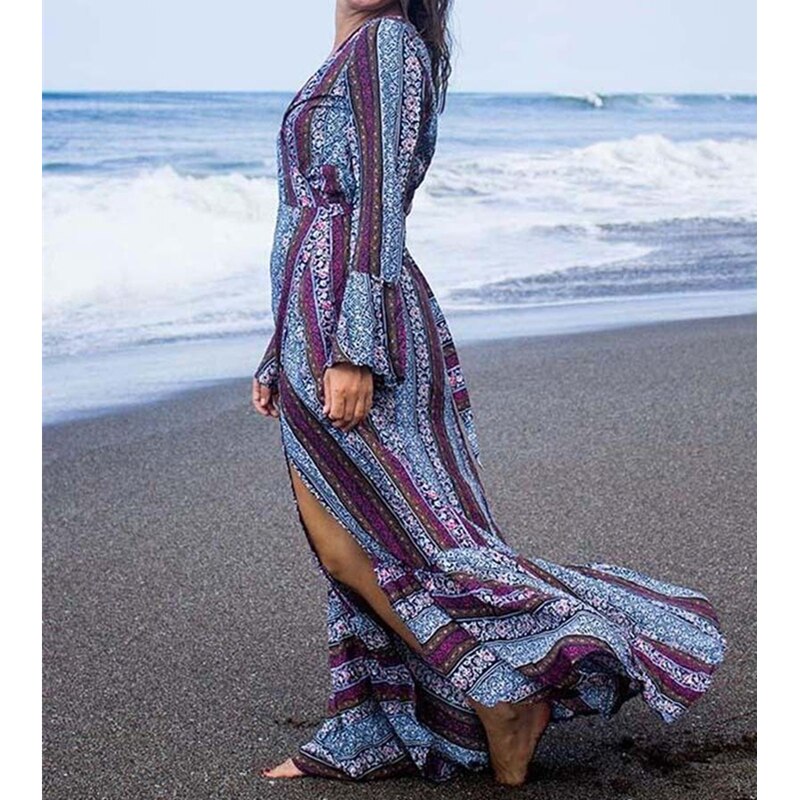 Long Bohemian Summer Dress for Women - Sexy, Elegant and Vintage Floral