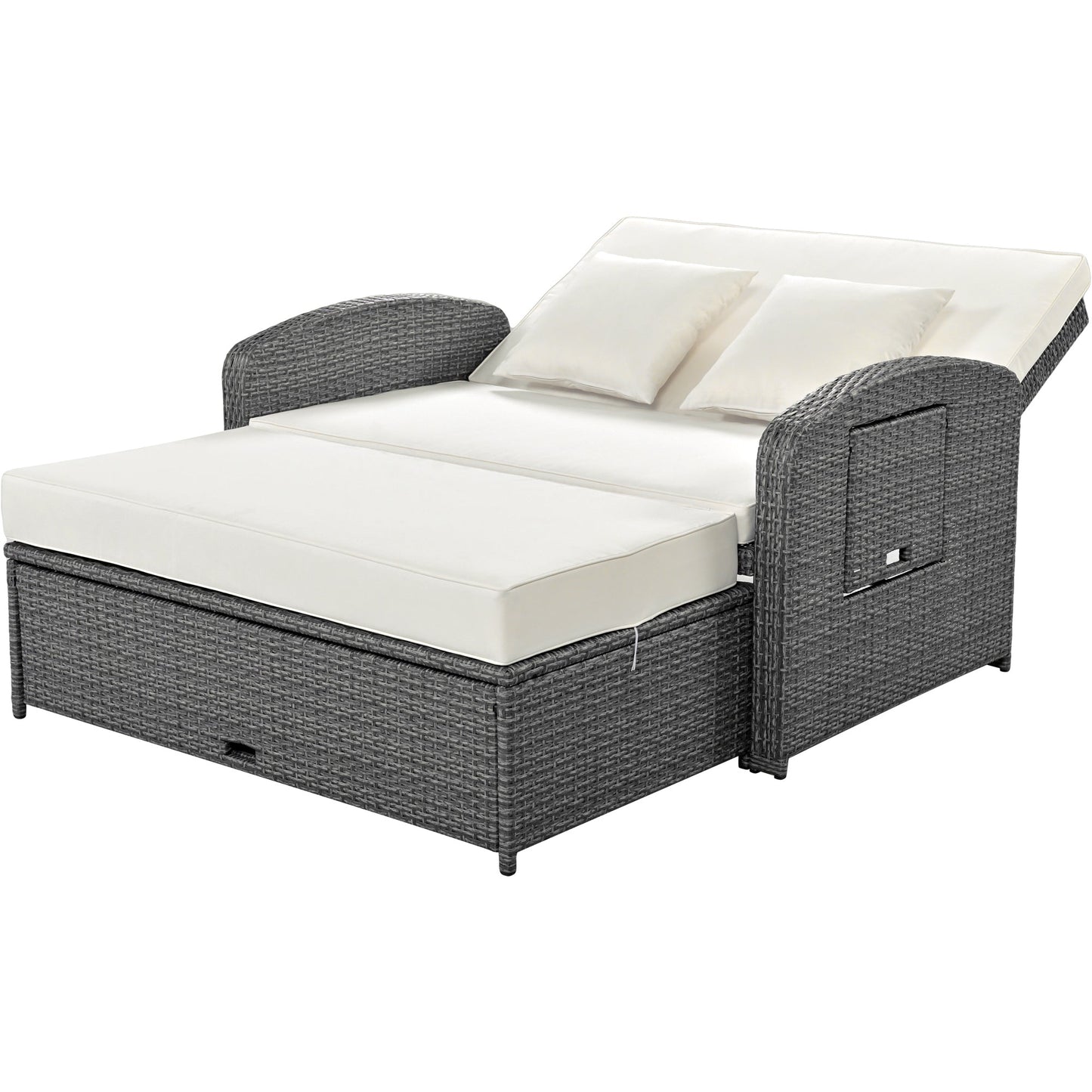 Sofá cama doble de exterior en ratán sintético con cojines premium