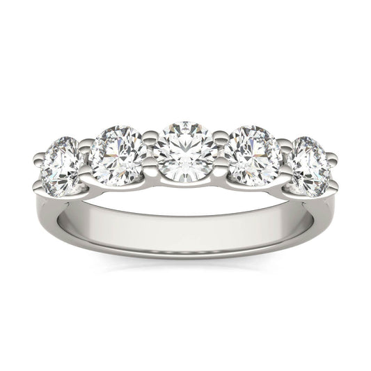 Anillo de aniversario en oro blanco 14K con 5 diamantes certificados AGI (1,14 ct) Jewelry & Accessories - Rings | Zulter VIP