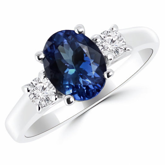 Anillo de compromiso en oro 14K con zafiro azul y diamantes certificados AGI (2,00 ct) Jewelry & Accessories - Rings | Zulter VIP
