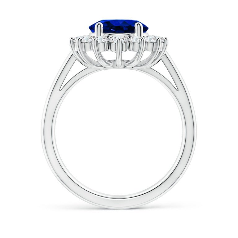 Anillo Inspirado en la Princesa Diana | Zafiro Oval de 2,30 ct y Halo de Diamantes Cultivados | Certificación AGI | Oro Blanco 14K Jewelry & Accessories - Rings | Zulter VIP