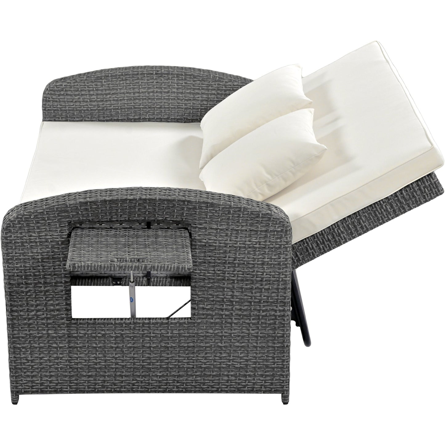 Sofá cama doble de exterior en ratán sintético con cojines premium
