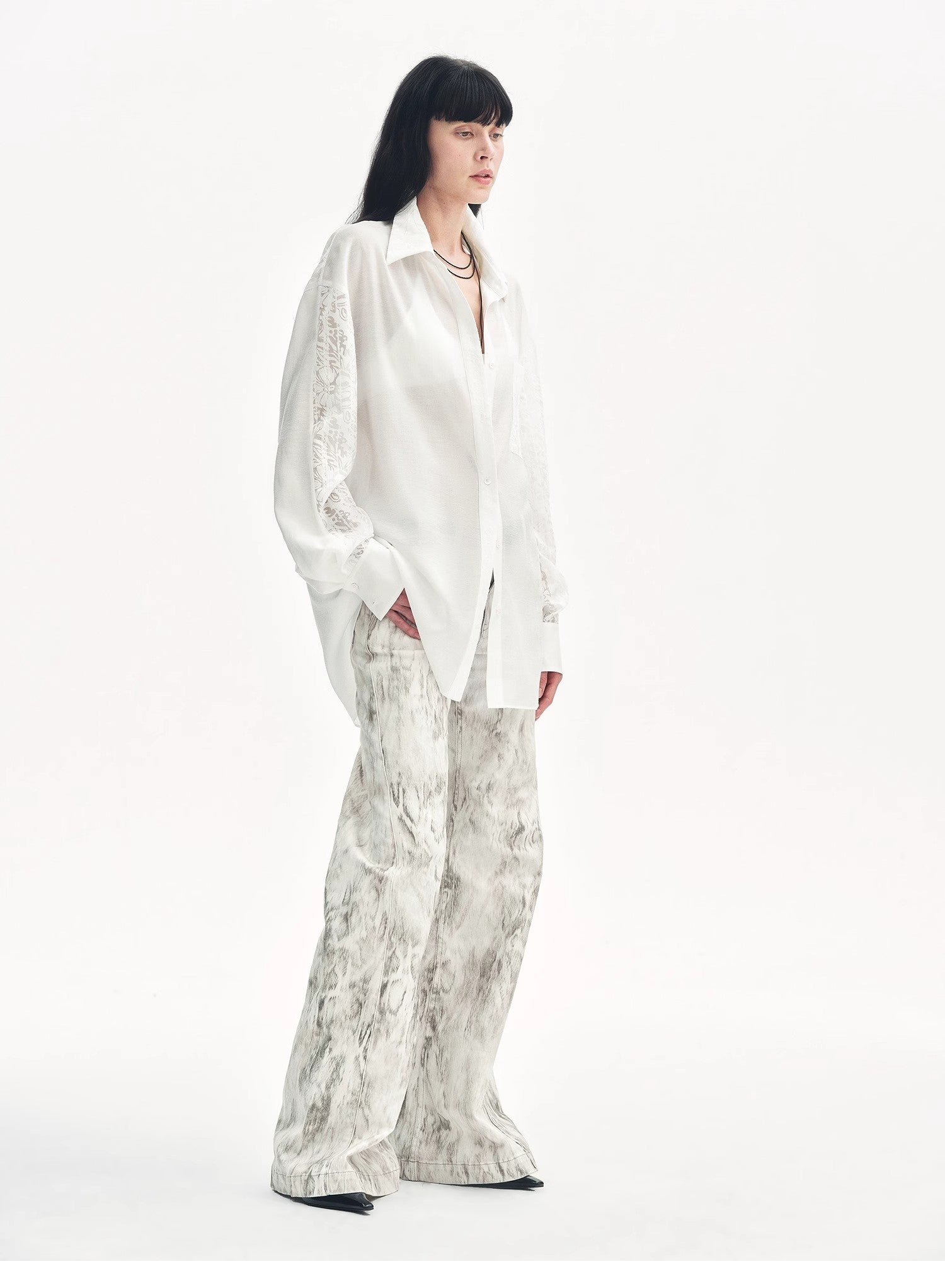 Blusa recta ligera con mangas dobles de jacquard – Elegancia fresca Women's Fashion - Women's Clothing - Blouses & Shirts | Zulter VIP