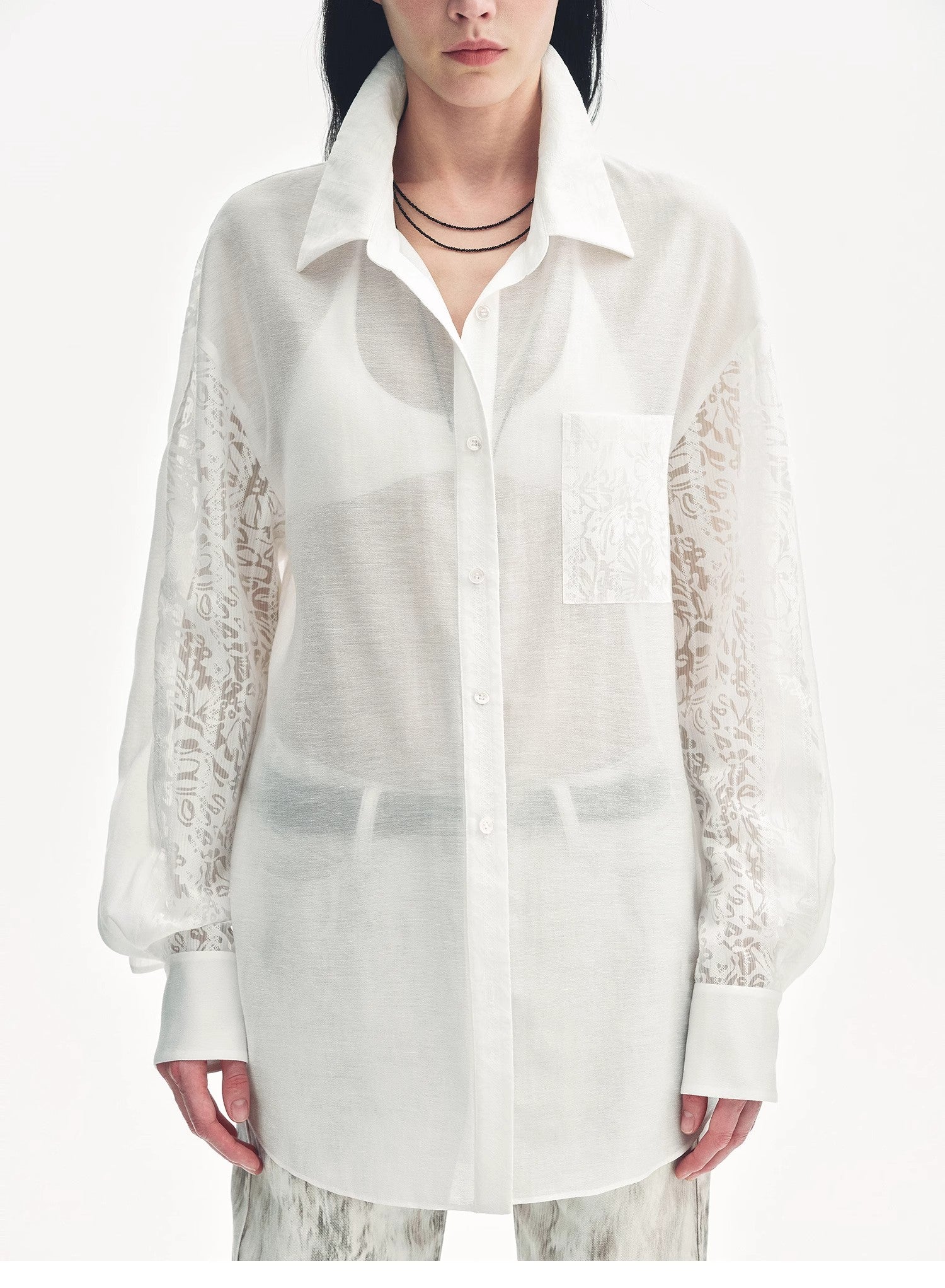 Blusa recta ligera con mangas dobles de jacquard – Elegancia fresca Women's Fashion - Women's Clothing - Blouses & Shirts | Zulter VIP