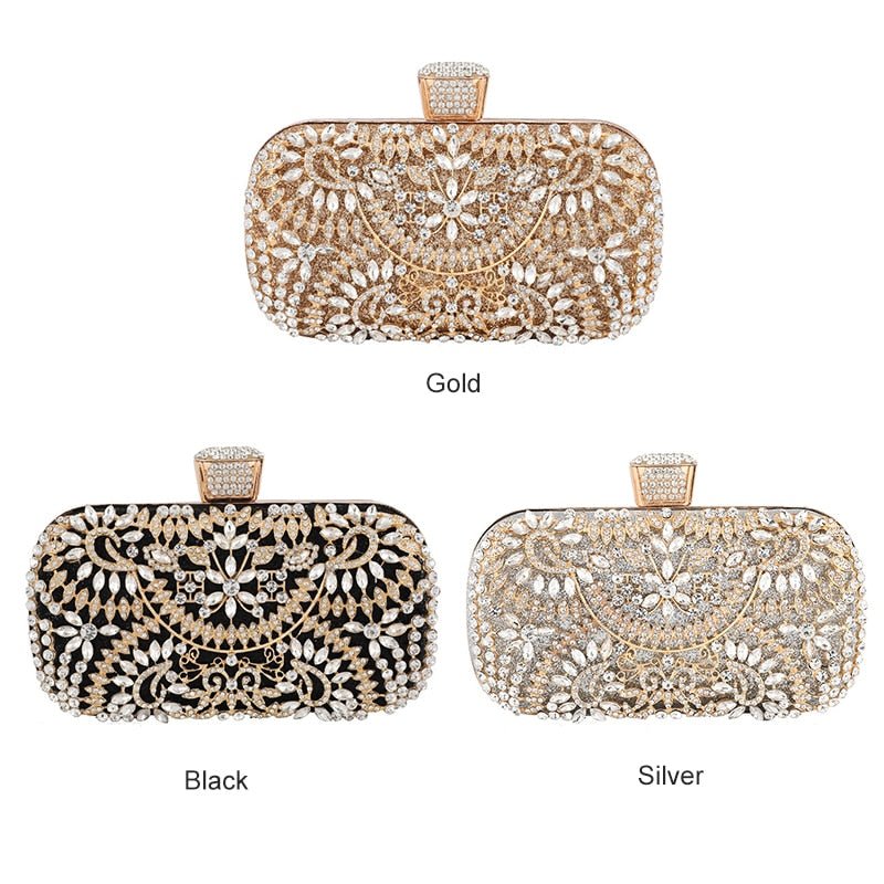 Bolso de mano de noche con diamantes para mujer – Clutch elegante dorado Bags & Luggage - Women's Bags - Evening Bags | Zulter VIP