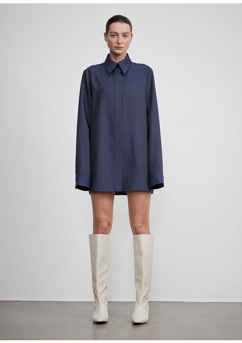 Camisa larga con top drapeado de alta gama para mujer – ONE WEEK Women's Fashion - Women's Clothing - Blouses & Shirts | Zulter VIP