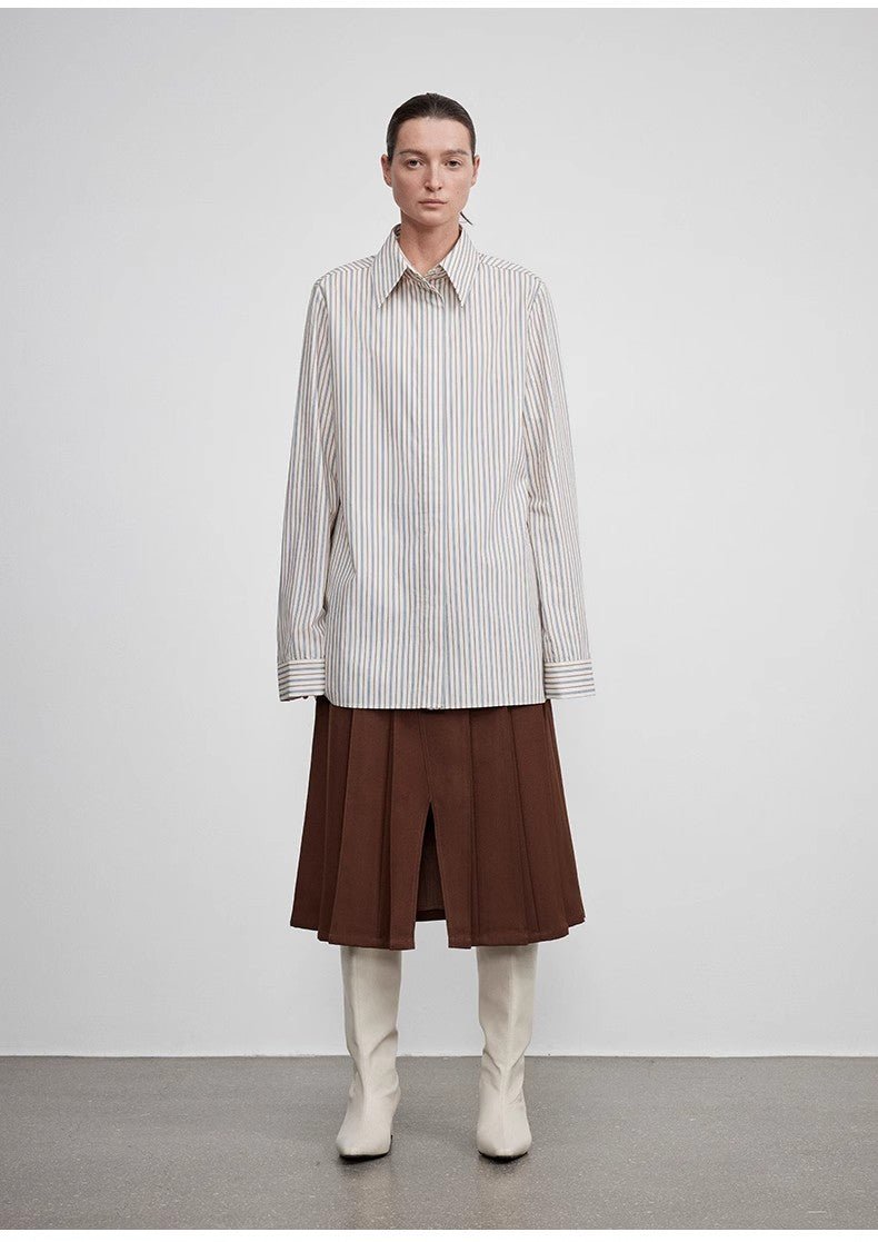 Camisa larga con top drapeado de alta gama para mujer – ONE WEEK Women's Fashion - Women's Clothing - Blouses & Shirts | Zulter VIP