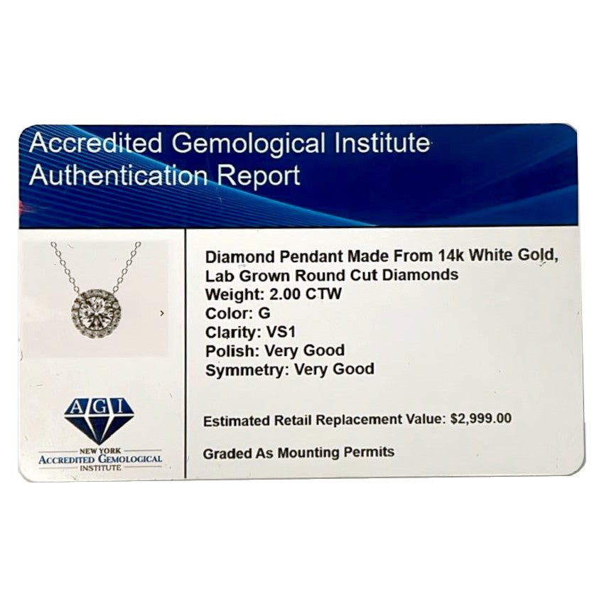 Colgante Halo de Diamantes 2.00 CTW Certificado AGI en Oro 14k Jewelry & Accessories - Necklaces & Pendants - Pendant Necklaces | Zulter VIP