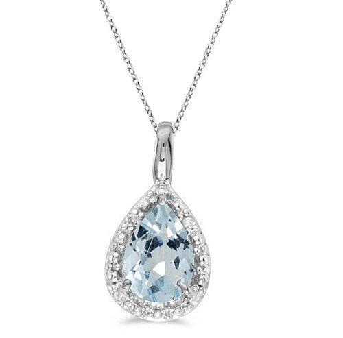 Collar de Aguamarina en Pera con Oro Blanco 14K – 0,60 ct Women's Fashion - Weddings & Events - Wedding Accessories | Zulter VIP .