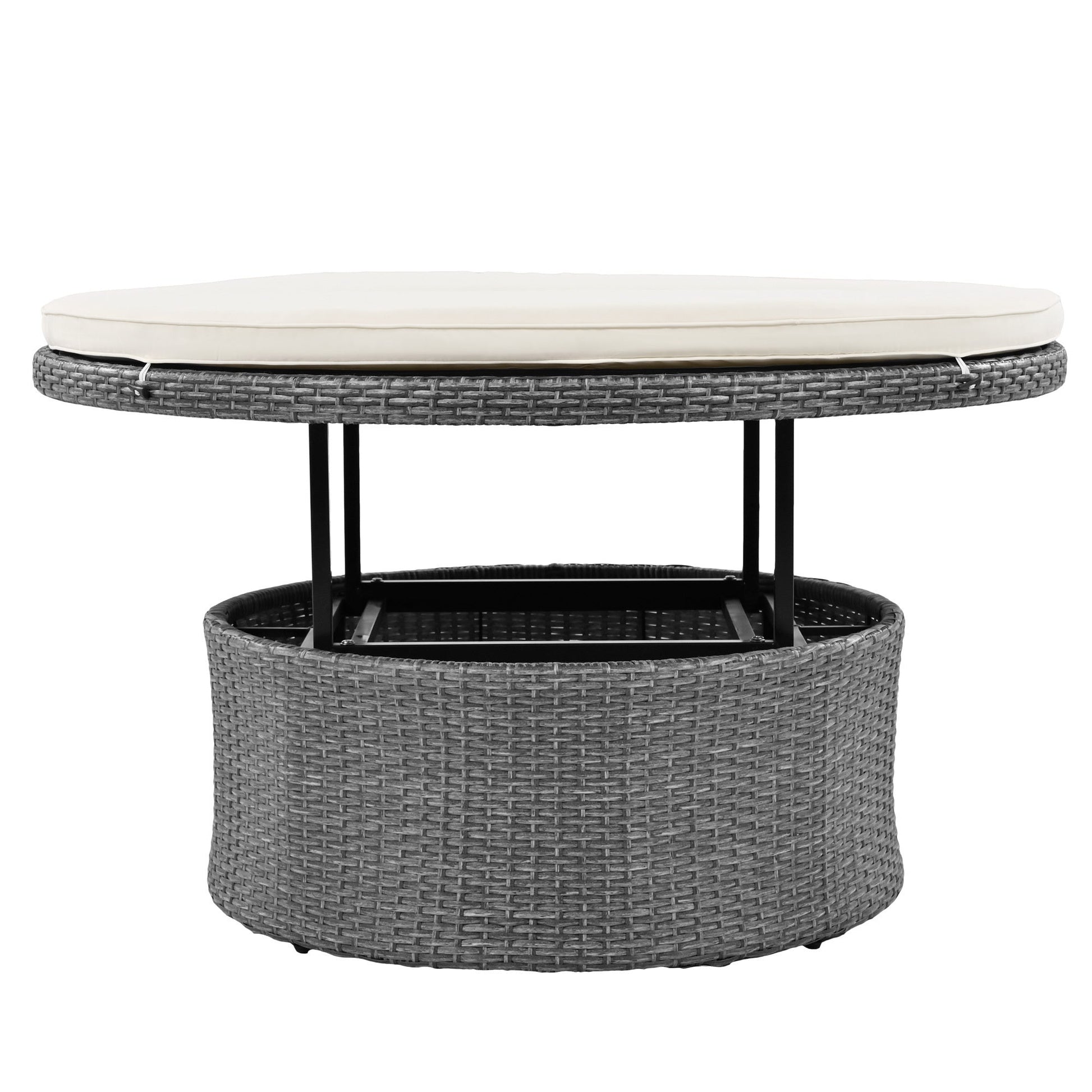 Conjunto de sofá seccional de ratán redondo 5 piezas con mesa elevable y fundas lavables – Patio/Exterior (EE. UU.) Home & Garden - Furniture - Home Furniture - Living Room Furniture | Zulter VIP