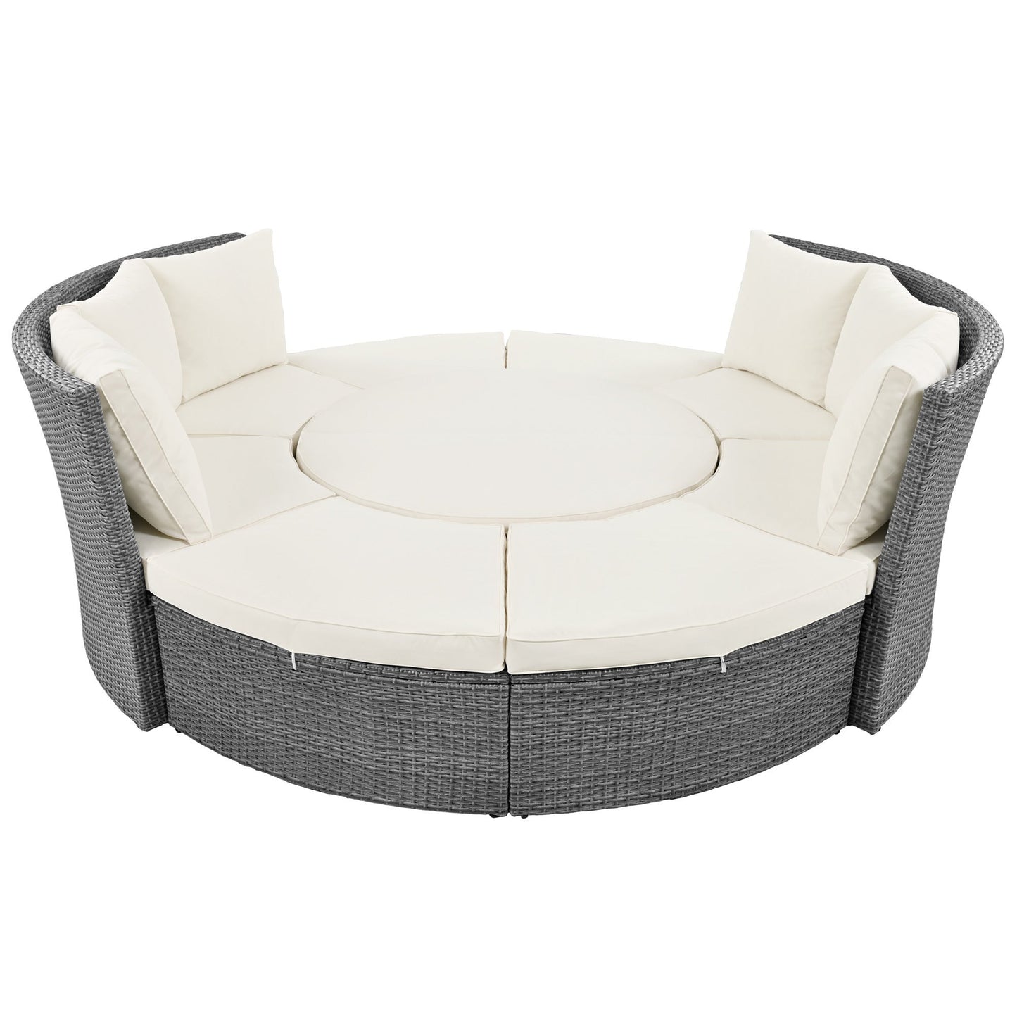 Conjunto de sofá seccional de ratán redondo 5 piezas con mesa elevable y fundas lavables – Patio/Exterior (EE. UU.) Home & Garden - Furniture - Home Furniture - Living Room Furniture | Zulter VIP