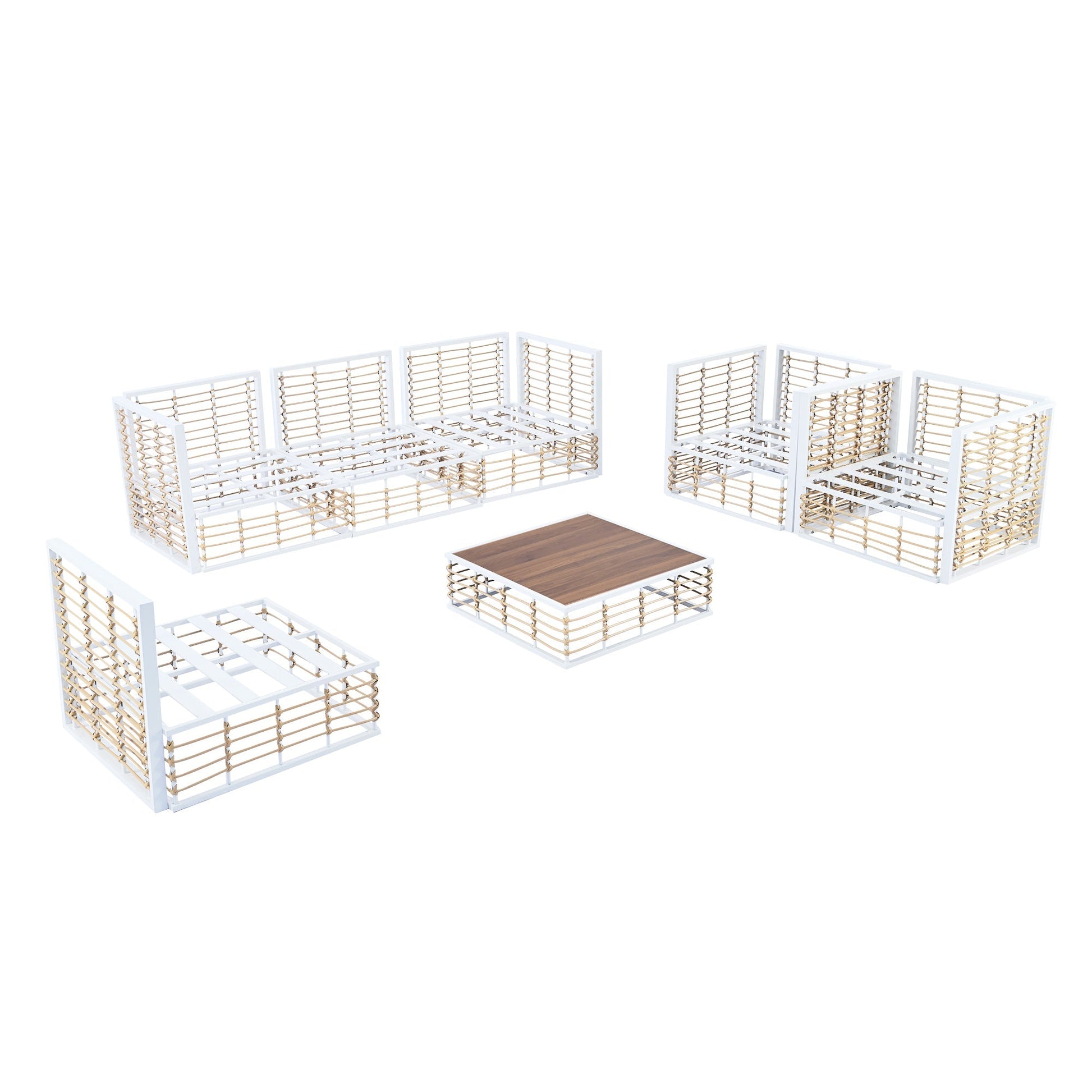 Conjunto de sofás de exterior minimalista de lujo – 7 piezas exclusivas Home & Garden - Furniture - Home Furniture - Living Room Furniture | Zulter VIP