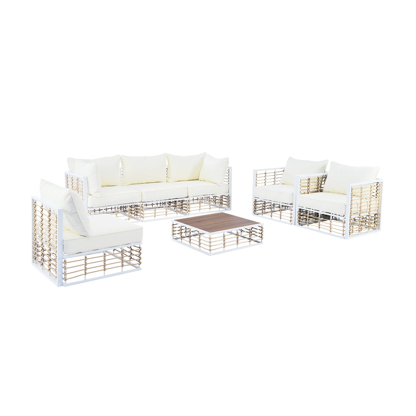 Conjunto de sofás de exterior minimalista de lujo – 7 piezas exclusivas Home & Garden - Furniture - Home Furniture - Living Room Furniture | Zulter VIP