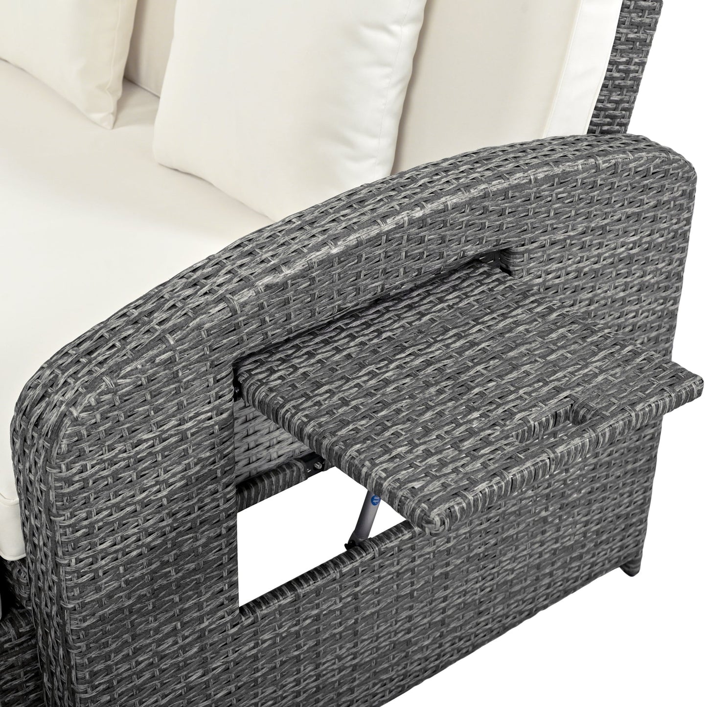 Sofá cama doble de exterior en ratán sintético con cojines premium