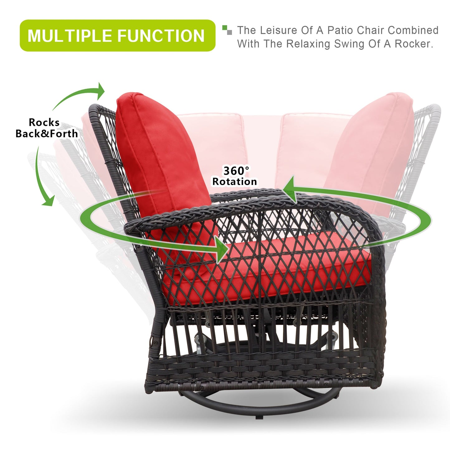Exclusive set of wicker swivel armchairs with table - Comfort and style for your terrace or garden