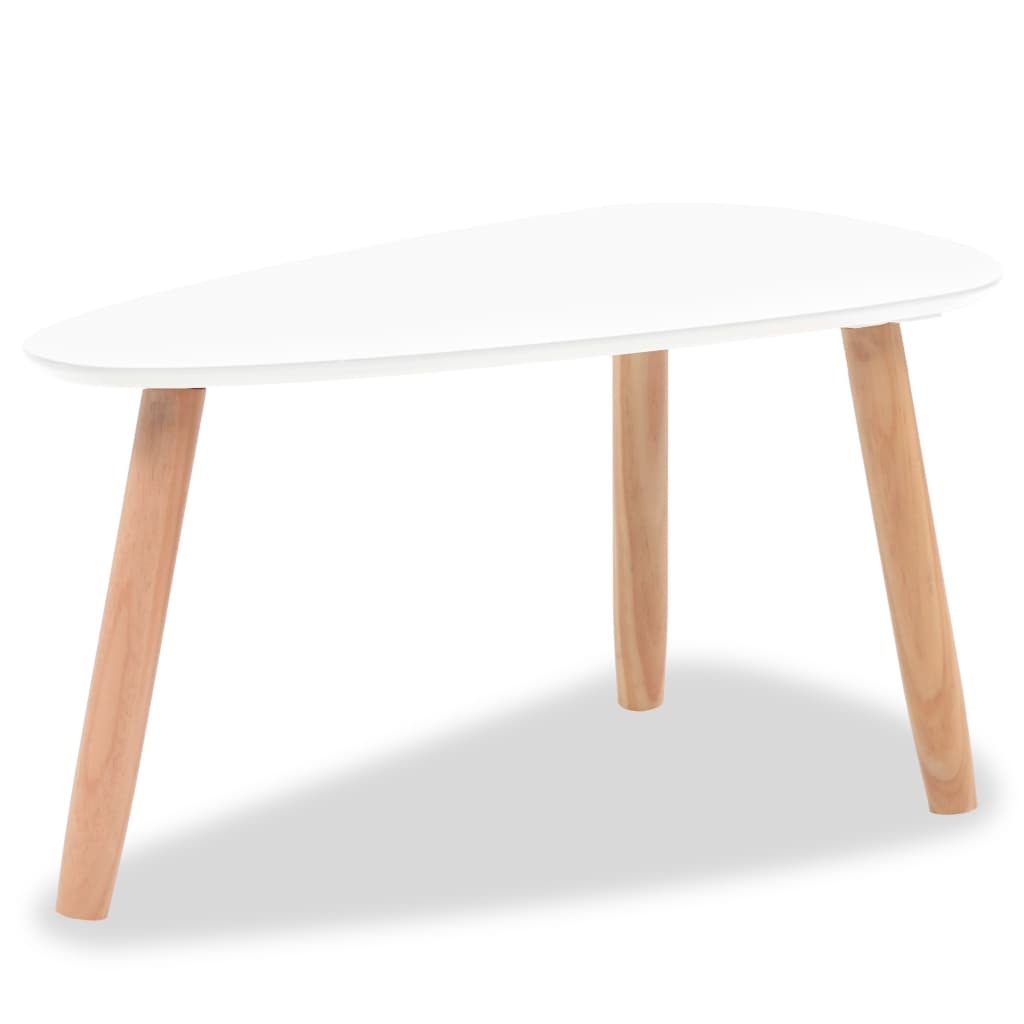 Scandinavian Coffee Table Set - Elegance in White Solid Pine Wood (2 pieces)