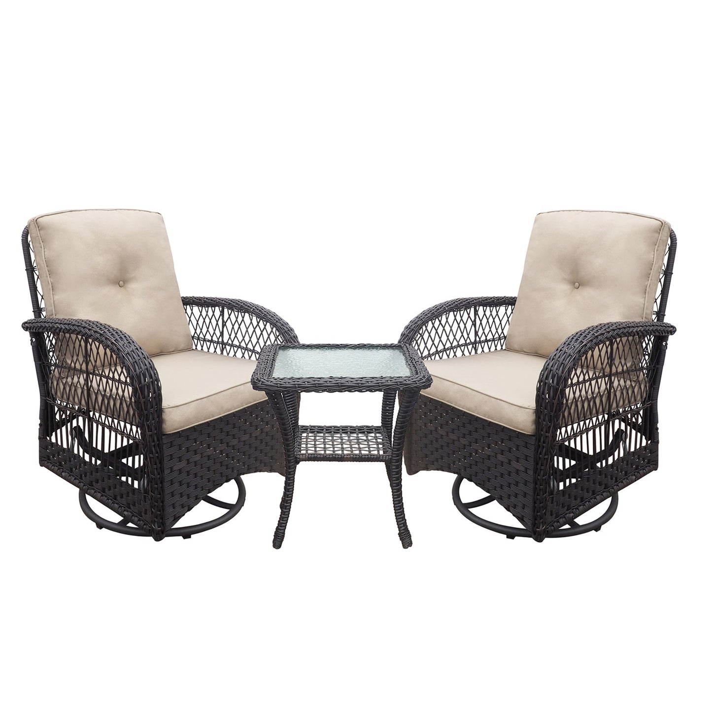 Exclusive set of wicker swivel armchairs with table - Comfort and style for your terrace or garden