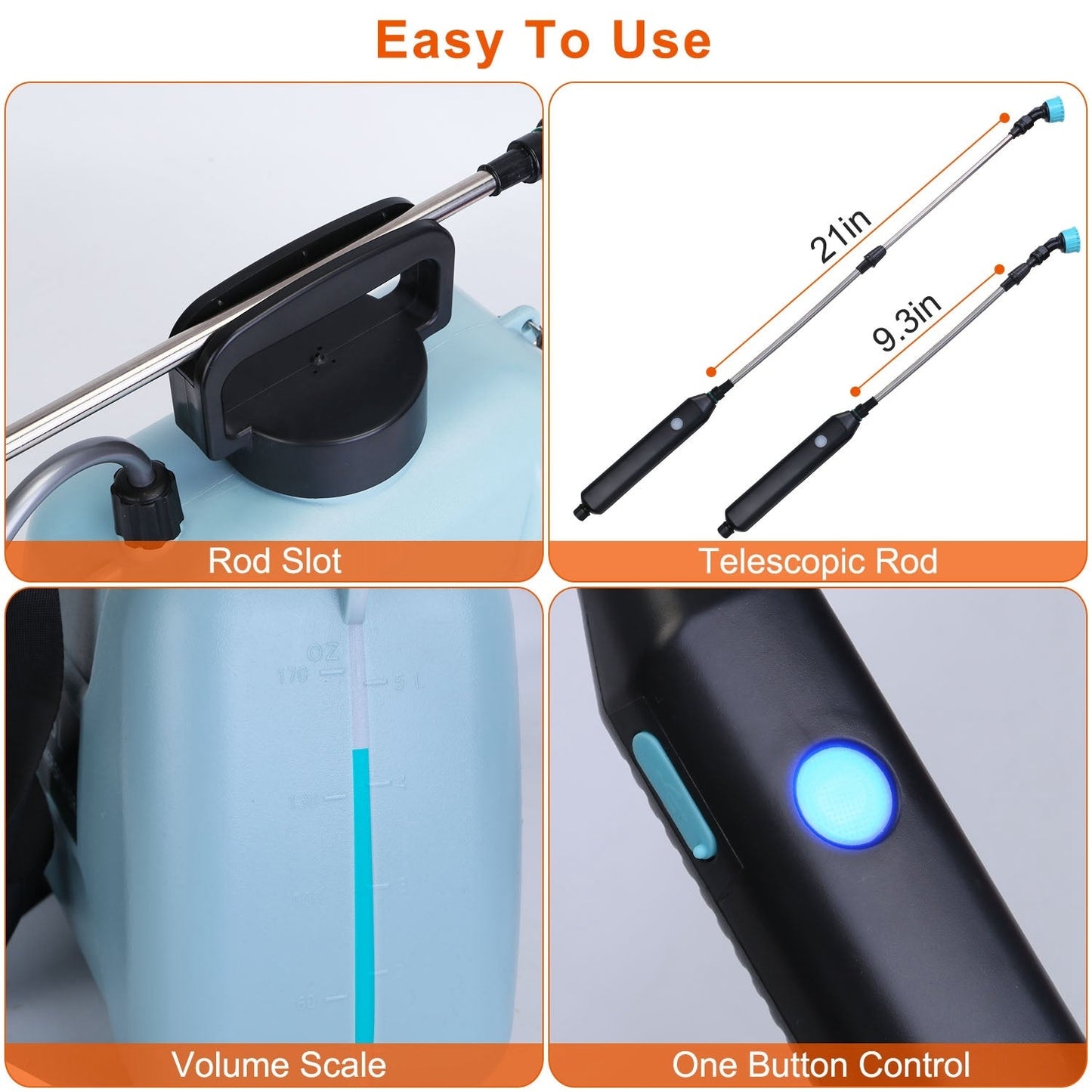 Pulverizador eléctrico telescópico recargable – Potencia y comodidad para tu jardín