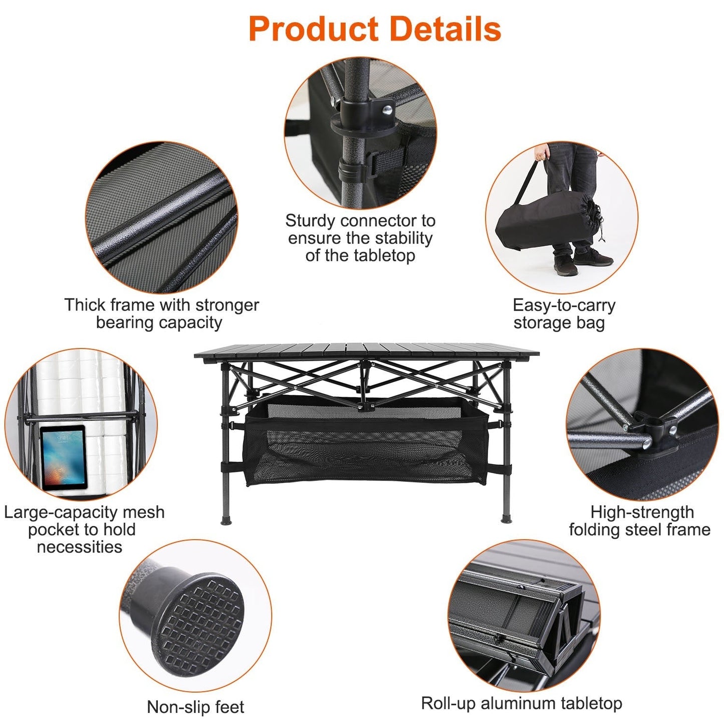 Mesa Plegable de Camping de Aluminio con Bolsa – Resistente y Ligera