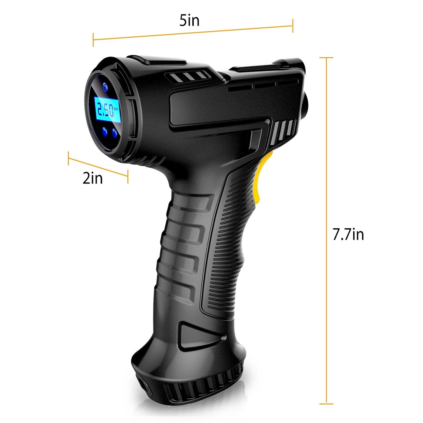 "Tragbarer digitaler Inflator mit LED-Licht - Pumpen Sie Ihr Auto in 5 Minuten auf".