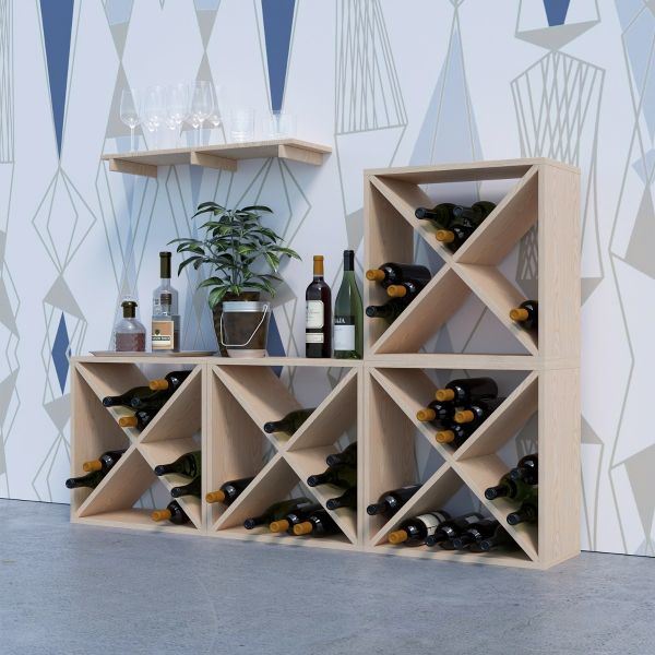 Premium 24-bottle Modular Bottle Rack - Stylish solid wood stackable design