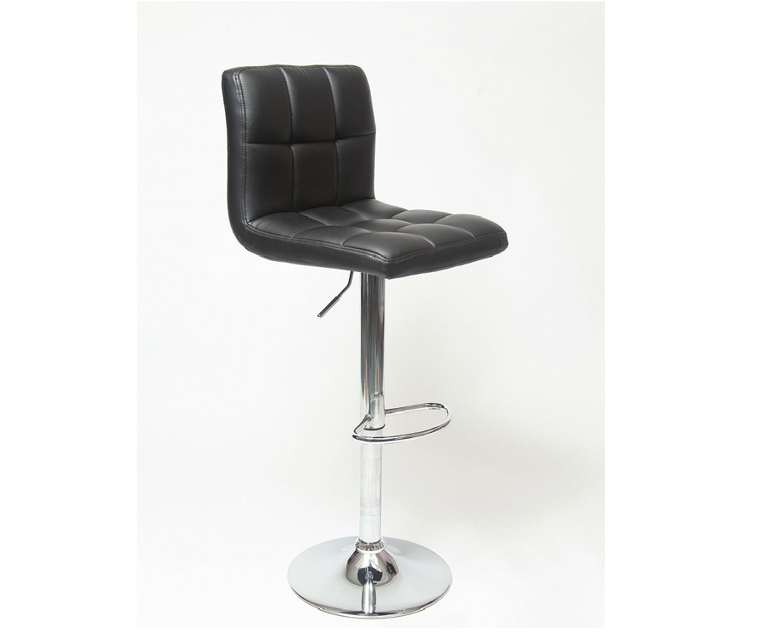 Set of 2 Premium Hydraulic Bar Stools - Black faux leather, swivel and adjustable design