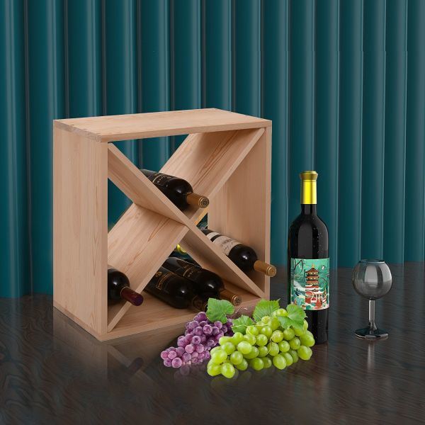 Premium 24-bottle Modular Bottle Rack - Stylish solid wood stackable design