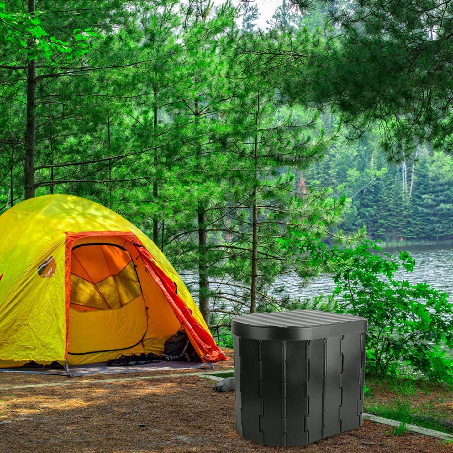 Foldable Emergency Toilet Portable Porta Potty for Traveling/ With Lid Carry Bag 1 Roll Garbage Bags