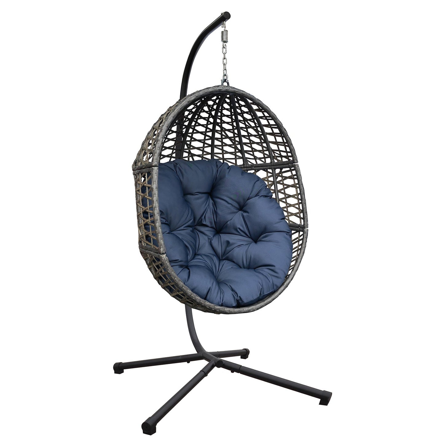 🪑 Silla Colgante de Mimbre Tipo Huevo con Cojines y Soporte Robusto – Diseño Exclusivo para Interior y Exterior