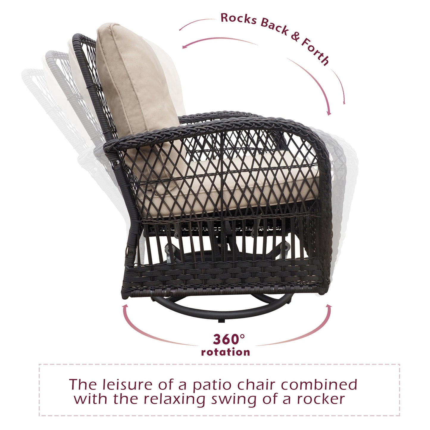 Exclusive set of wicker swivel armchairs with table - Comfort and style for your terrace or garden