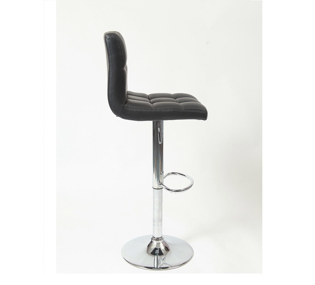 Set of 2 Premium Hydraulic Bar Stools - Black faux leather, swivel and adjustable design