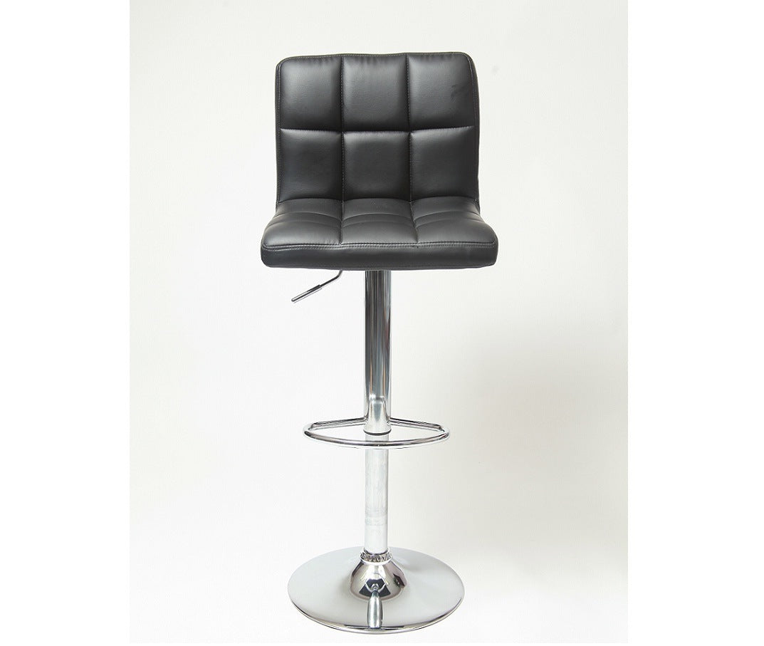 Set of 2 Premium Hydraulic Bar Stools - Black faux leather, swivel and adjustable design